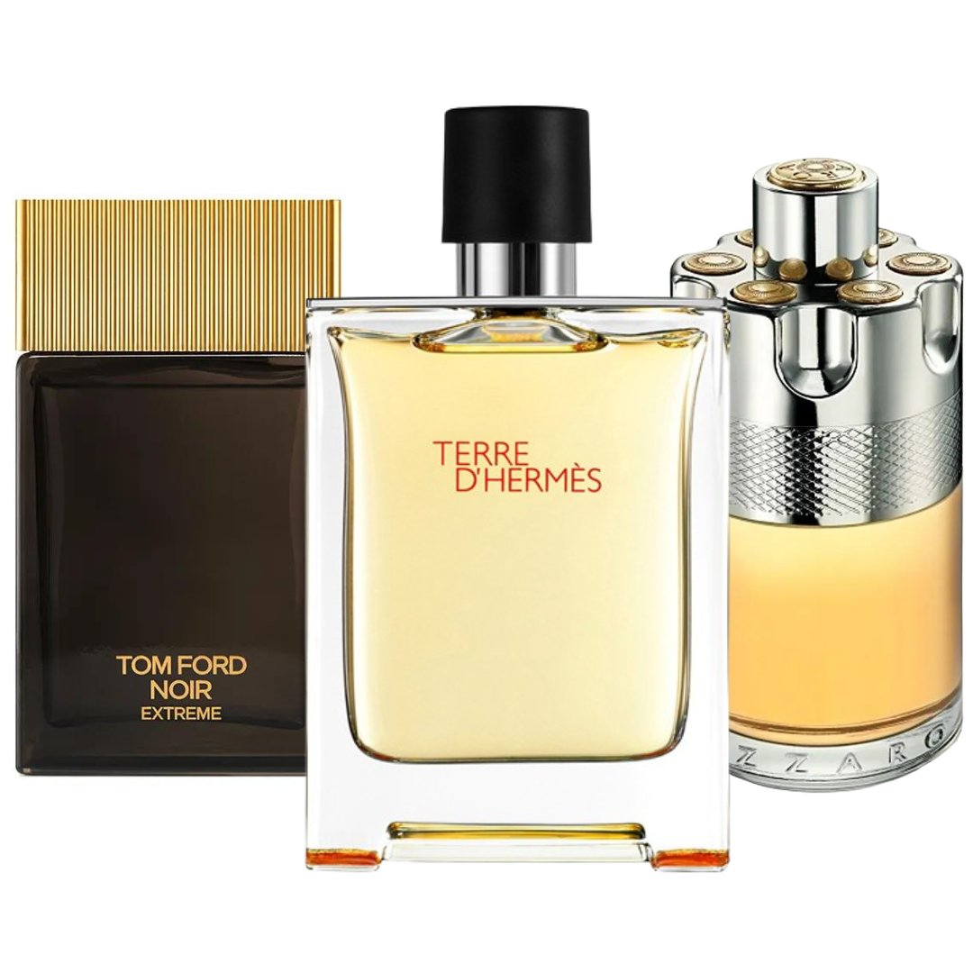 Conjunto de 3 perfumes Terre de’Herme, Azzaro Wanted, Tom Ford Noir Extreme 100ml